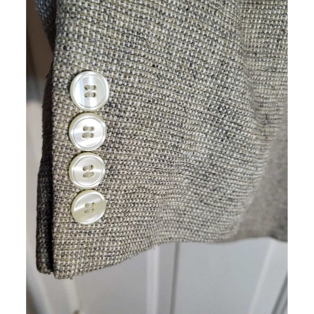 Macy's Savile Row 100% Silk Heathered Tweed Blazer Men's 40R Sand Beige 2 Button - Picture 6 of 16